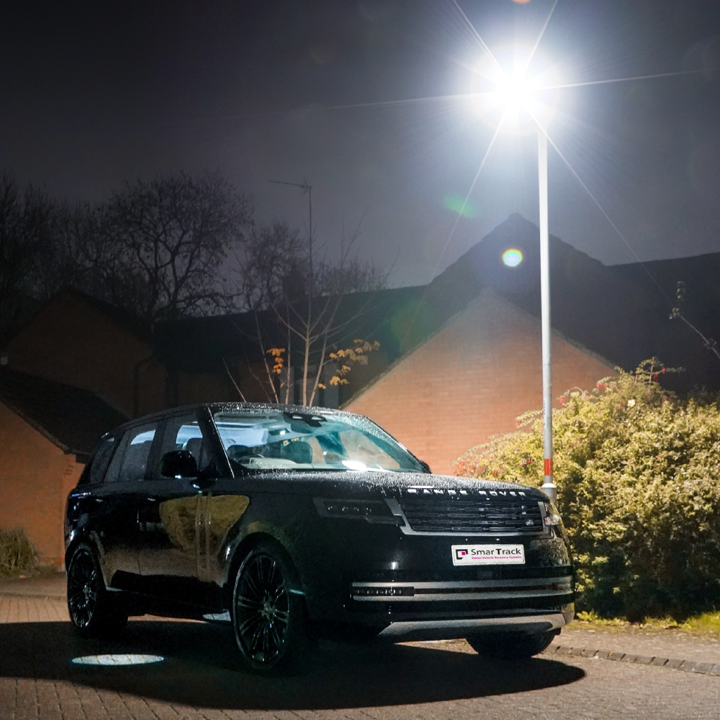 SUV under street lights